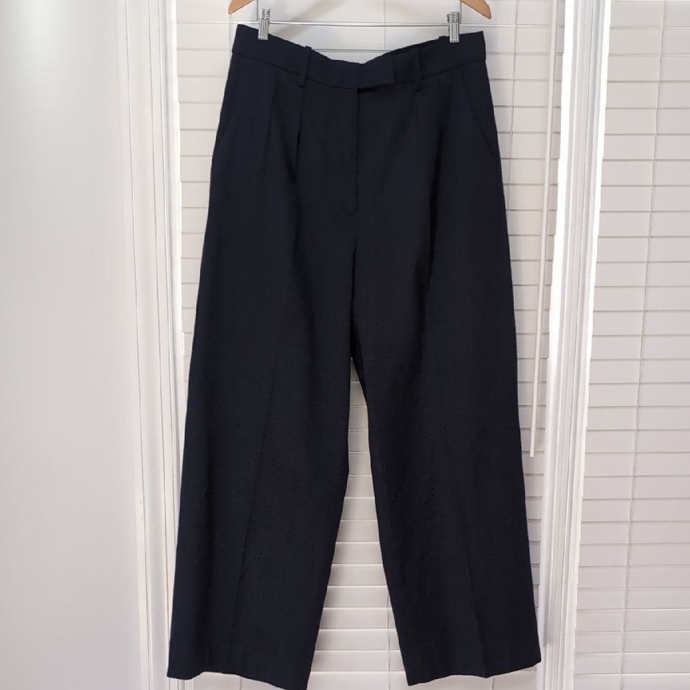 Banana Republic Wide Leg Twill Pleated Pants Quiet Luxury Minimalist Classic
